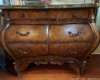 Beautiful Louis XVI Style Marble Top Bombay Commode