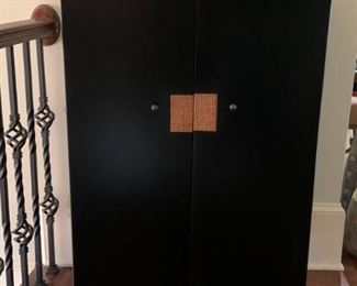 Dark Wood Asian Inspired Wine Cabinet