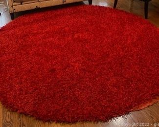 Glitzy Round Red Rug Made in India