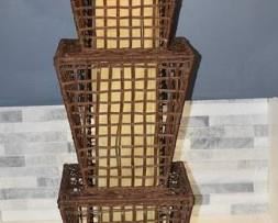 Island Chic Rattan Floor Square Stacked 3 Light Lamp