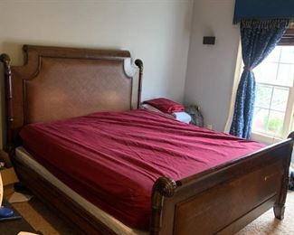 King Size Solid Wood and Woven Bed Frame