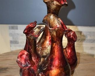 Milctable Autumn Foiled and Lacquered Ceramic 5 Bud Vase