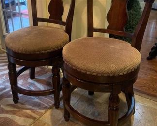 Pair of Mahogany Swivel Bar Stools