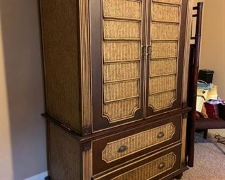 Rattan and Wooden Armoire
