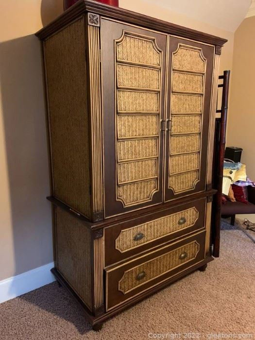 Rattan and Wooden Armoire