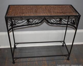 Resin Wicker and Metal Side Table