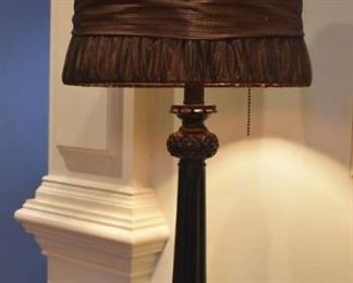 Victorian Table Lamp with Pleated Cloth Shade