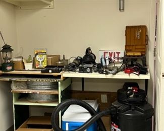 Shop vac, cooler, tools