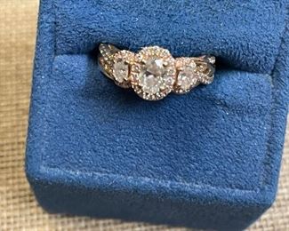 vera wang rose gold diamond wedding or engagement ring  size 5.25 -could be sized some i would think  great deal at $1475 retails for $3300 or so 