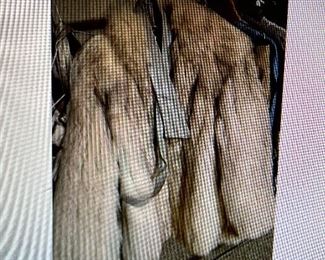  fox jacket by saga fox- w/ leather belt and trim$149