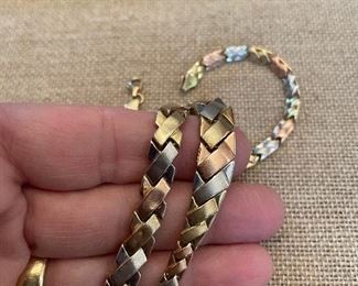 10 k gold  tri color- necklace and bracelet- sold separate - but nice as a set- 