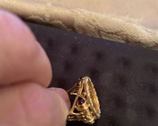 side view gold liberty coin ring 