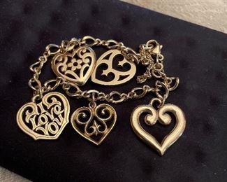 RARE all retired james avery solid  14k gold charm bracelet w/ 5 pendant sized avery charms-  want to sell as a unit  but may sell one  or 2 price depending  $1499 its heavy !!!