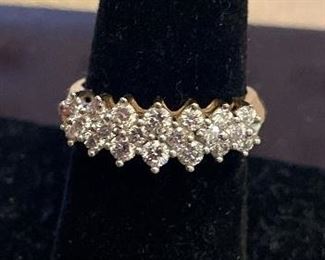 14k diamond bling ring- pretty stones- size 8-8.25 -probably could  be sized a bit either way $499