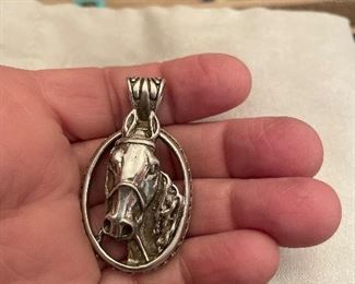 sterling 3d horse pendant- $49  pic to show size fabulous piece 