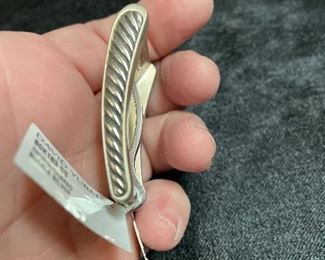 side view of yurman sterling belt buckle 