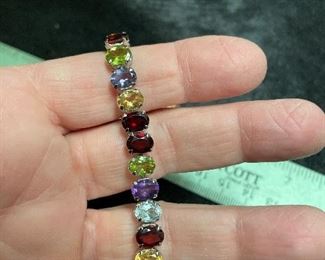925 sterling w/ semi precious stones-tennis style bracelet-$59