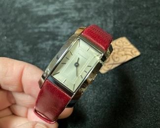 burberry  watch  red leather  like new 