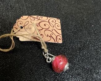 retired james avery red heart glass finial charm 