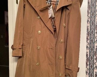 new w/ all tags authentic burberry  trench coat w/ hood  and belt retails around $1100 -firm price at $499