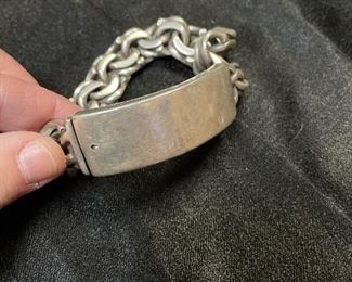 huge mens solid sterling id bracelet- no mono -heavy and massive  