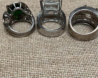 back view of sterling bling rings  -not for all  but for some -oh what FUN !!