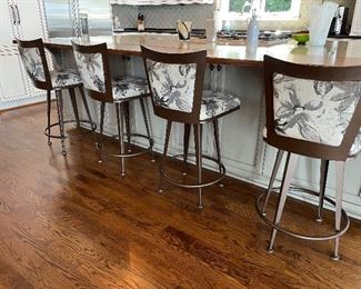 4 upholstered counter height swivel bar stools 
