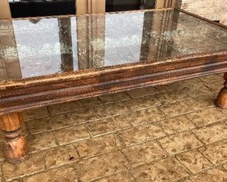 one-of-a-kind coffee table. made from a temple door. measures 40"x 64" 