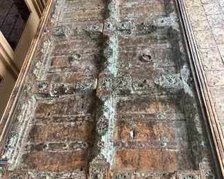 one-of-a-kind coffee table. made from a temple door. measures 40"x 64" 