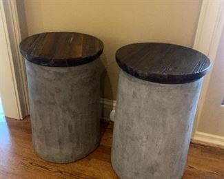 Cement base/wood top stools (or end tables)