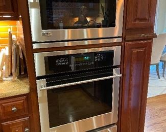 GE Monogram microwave, oven, warming drawer. 26.5" wide.