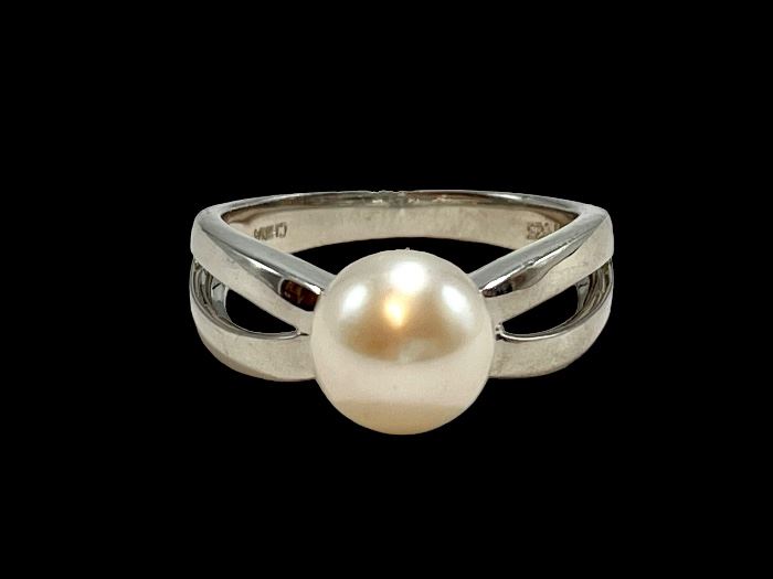 Lot #1                                                                                              Honora 925 Sterling Silver With Single Freshwater Pearl, Size 9.75 