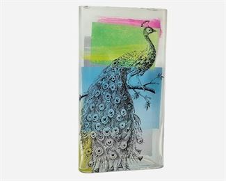 Unique & Vibrant Peacock Motif Vase By Fringe Studio Of CA. Purchased At The Breakers Hotel, Palm Beach Lot #5