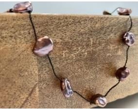 Honora Dark Purple & Black String Freshwater Floating Pearl Necklace With Sterling Clasp. 18 Inch Lot # 20