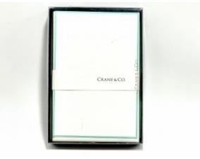 Lot # 26                                                                                                  Crane & Co Note Cards With Aqua Border 4 1/4 X 6 3/8  (Box Of 9)