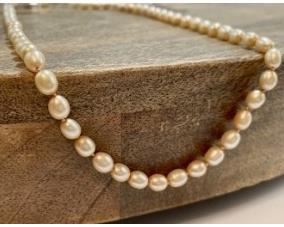 Lot # 32 Honora 19 Inch Freshwater Oval Peach Pearl Necklace With Sterling Silver Clasp