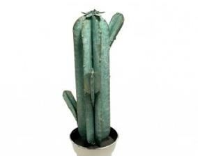 Lot # 36 
Unique Metal Cactus Sculpture With White Pot. Purchased At Four Seasons Scottsdale, AZ