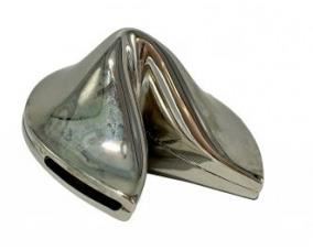 Lot # 43 Silver Fortune Cookie Hinged Box. Write Your Own Message