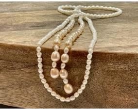Lot # 51 
Honora Fresh Water Pearl, Lariat Style Necklace. 33 L W/white & Champagne Pearls