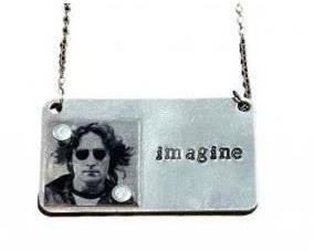Lot # 53 
John Lennon Imagine Dog Tag Style Necklace. Purchased At Barneys New York. Tag Measures 2x1
