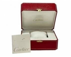 Lot # 56 
Cartier, Authentic Red Leather Watch Box With Gold Details, Working Latch, Display Pillow & Booklet