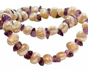 Lot # 71                                                                                           Honora - Pair Of Freshwater Pearl & Amethyst Stretch Bracelets (1 Of 2)
