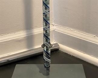 Hand-Blown Antique Glass Cane on Stand. Measures Approximately 36" H. Base Measures 8" x 6.5". Photo 3 of 3.