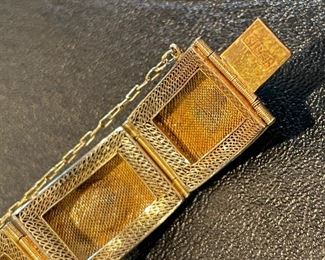 Vintage Sterling Silver Bracelet with Green Semi-Precious Stone Accents. Photo 2 of 2.