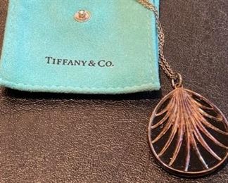 Vintage Tiffany Onyx & Sterling Silver Pendant Necklace. Photo 1 of 3.