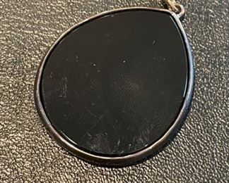 Vintage Tiffany Onyx & Sterling Silver Pendant Necklace. Photo 3 of 3.