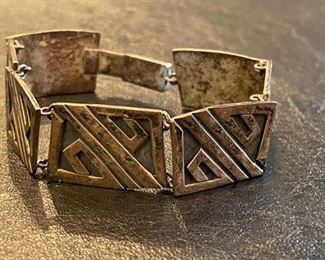 Vintage Open Field Geometric Sterling Silver Bracelet.