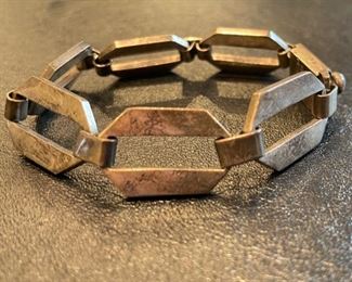 Vintage Open Field Geometric Sterling Silver Bracelet. Photo 1 of 2.