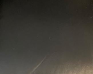 Vintage Black Leather Upholstered 3-Seat Sofa. Measures 78" W x 34" D x 35" H. Photo 4 of 4.