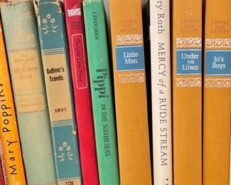 Sample of Vintage Books -- Gulliver's Travels, Pippi, Little Men, Under The Lilacs & Jo's Boys.